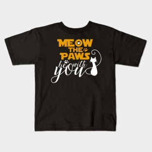 Meow The Paws be With You Dark side Kids T-Shirt